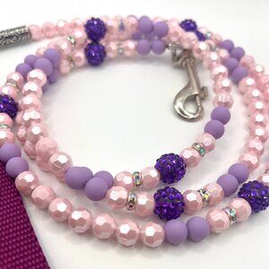 Boujee Dog Leash - Beaded - Pink & Purple - Unique - Glam - Handmade